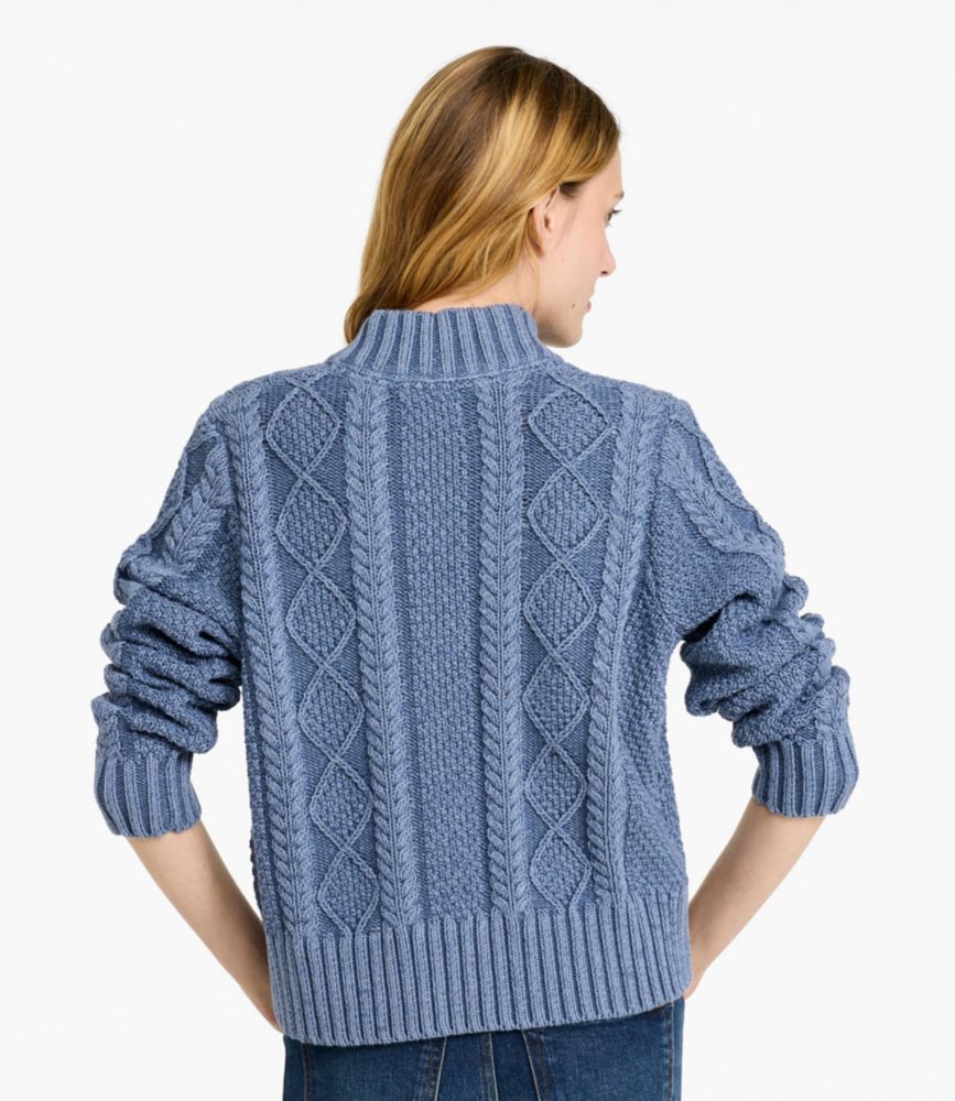 Women's Signature Cotton Fisherman Sweater, Mockneck