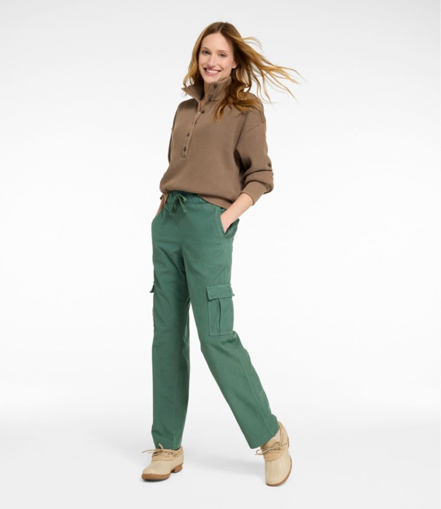 Women's Sunwashed Cotton-Blend Pull-On Pants, Mid-Rise Cargo, Dark Cocoa, small image number 4