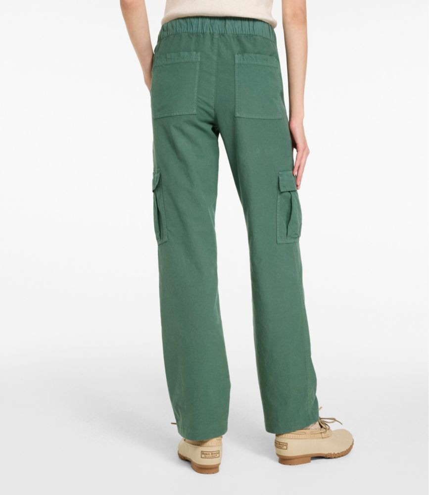 Women's Sunwashed Cotton-Blend Pull-On Pants, Mid-Rise Cargo