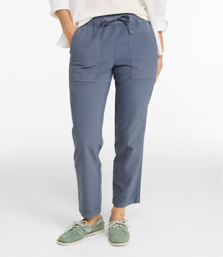 Women's Sunwashed Cotton-Blend Pull-On Pants, Mid-Rise Ankle, New