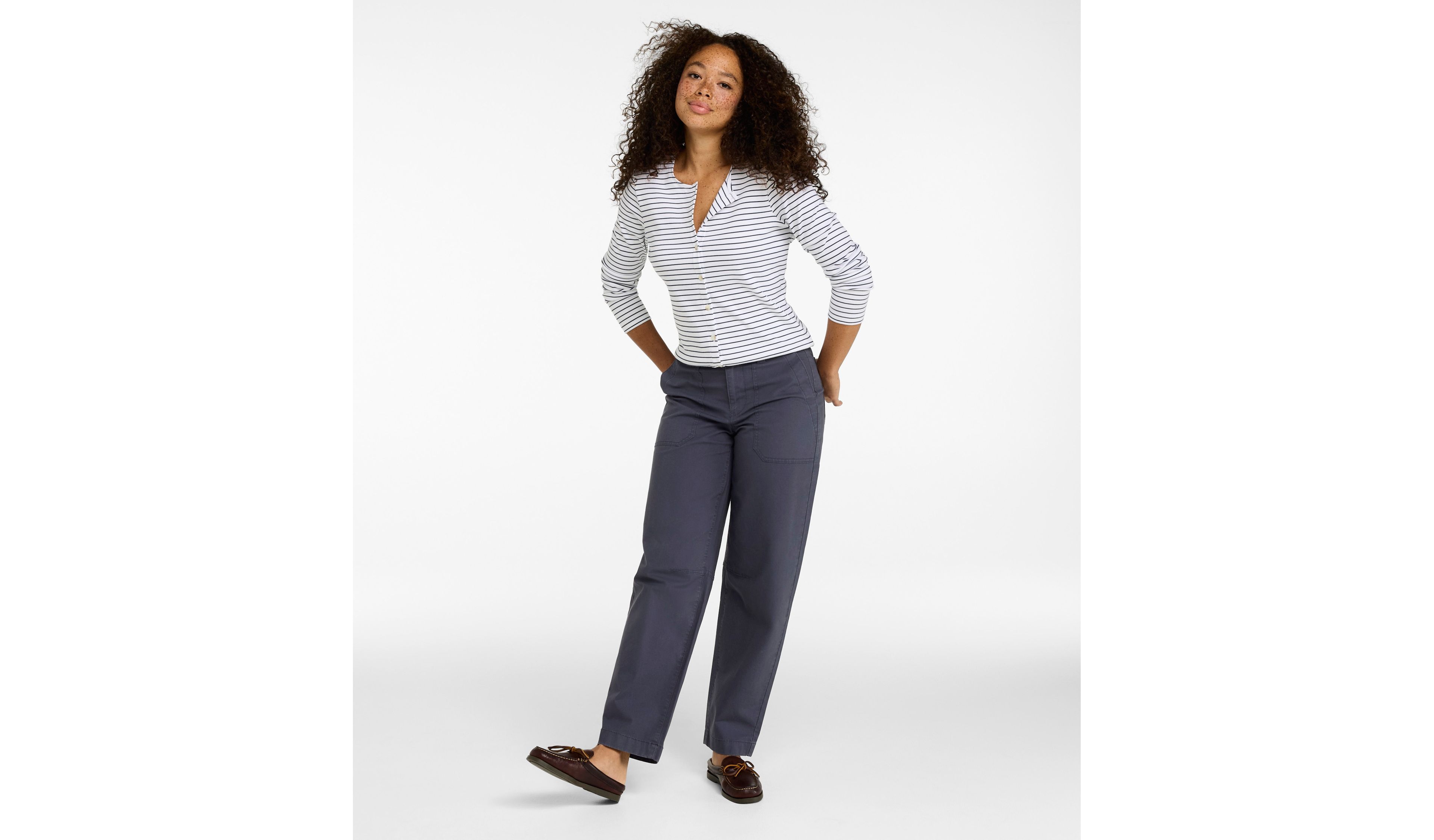 Women's 207 Vintage Cotton Canvas Pants, Mid-Rise Barrel-Leg