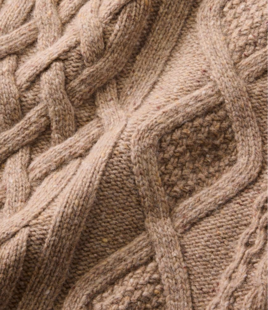 Women's Signature Wool-Blend Fisherman Sweater, Crewneck, Barley, small image number 4