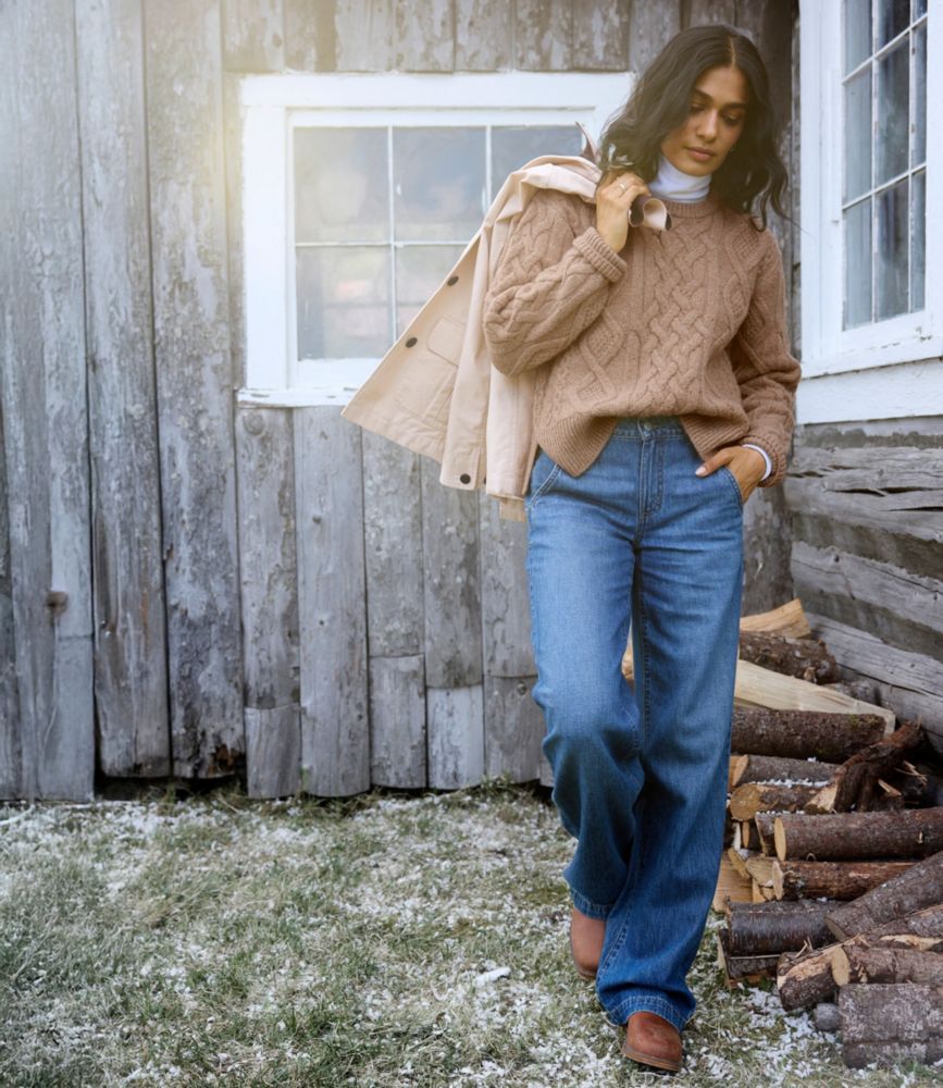 Women's Signature Wool-Blend Fisherman Sweater, Crewneck