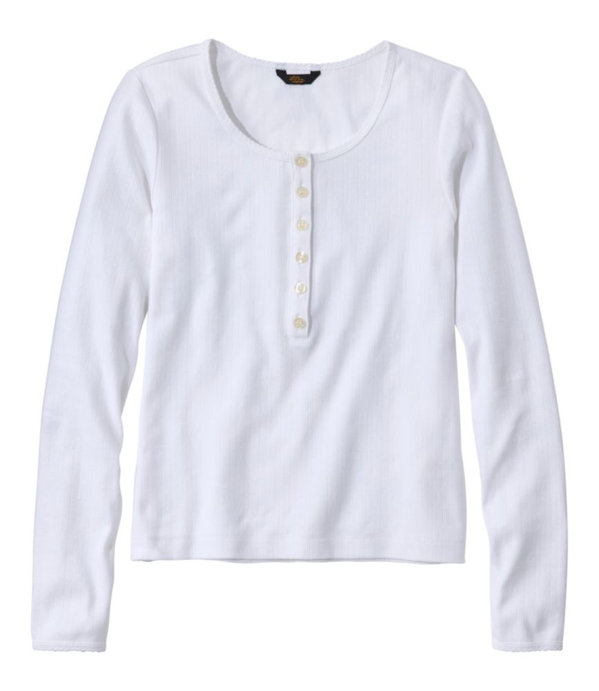Women's Signature Premium Essential Pointelle Tee, Long-Sleeve Henley