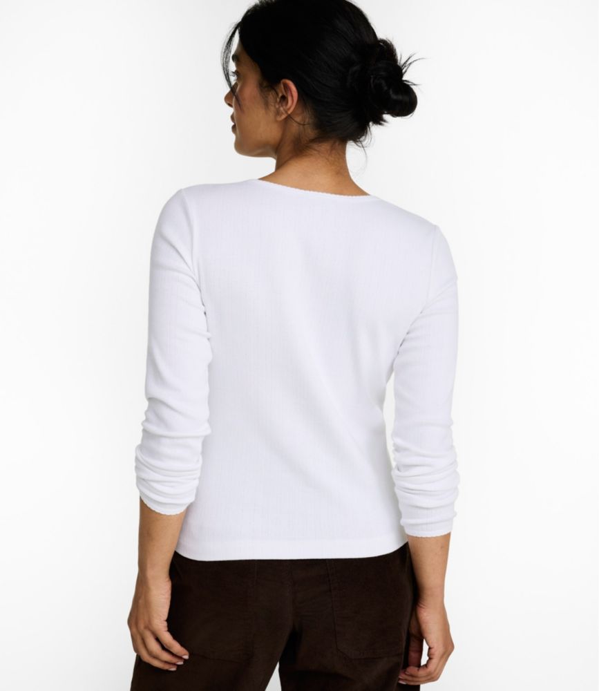 Women's Signature Premium Essential Pointelle Tee, Long-Sleeve Henley