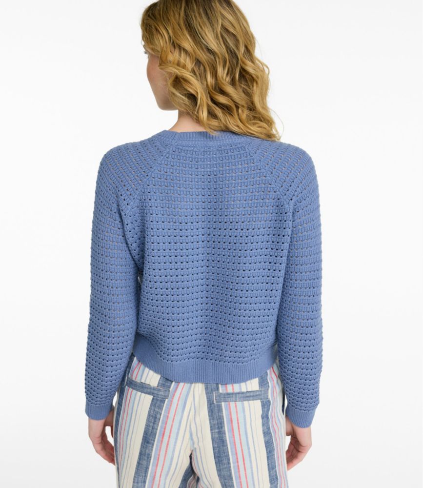 Women's Sunwashed Openwork Sweater, Crewneck, Deep Lake, small image number 3