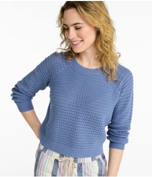 Women's Sunwashed Openwork Sweater, Crewneck, New