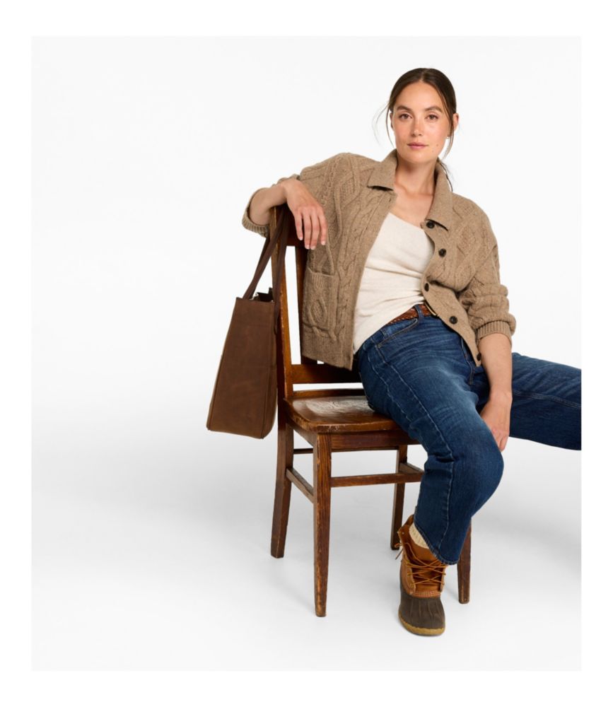 Women's Signature Wool-Blend Fisherman Sweater, Cardigan