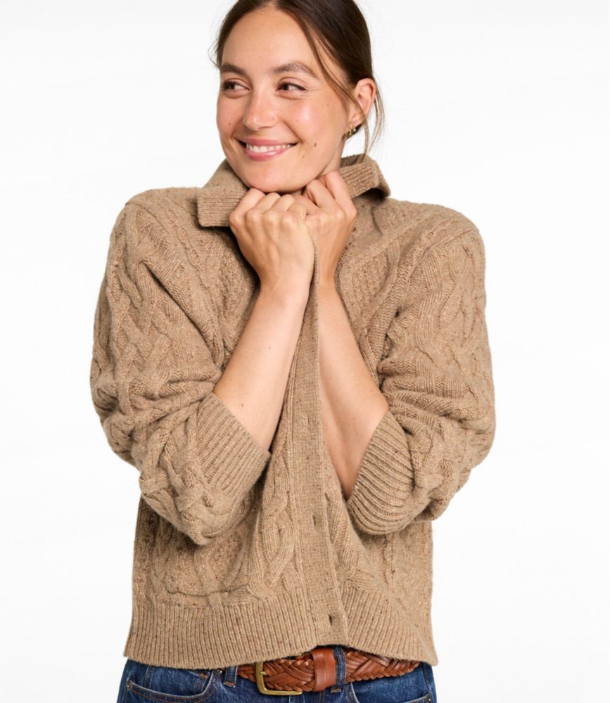 Women's Signature Wool-Blend Fisherman Sweater, Cardigan