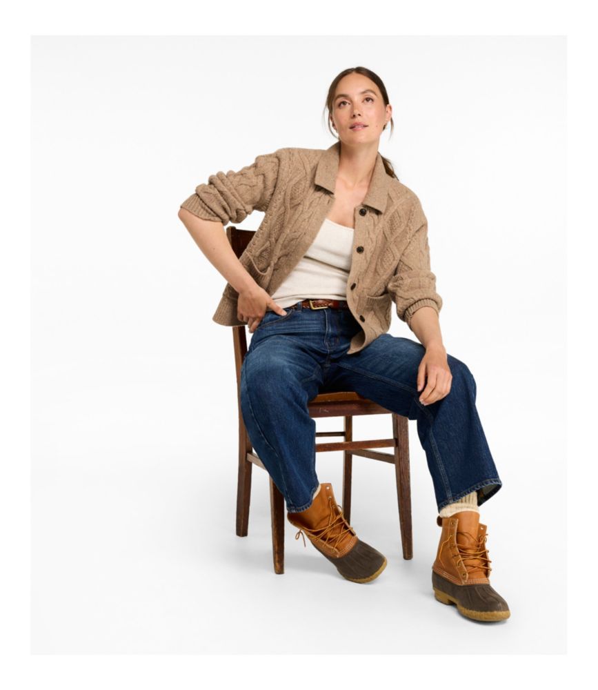 Women's Signature Wool-Blend Fisherman Sweater, Cardigan