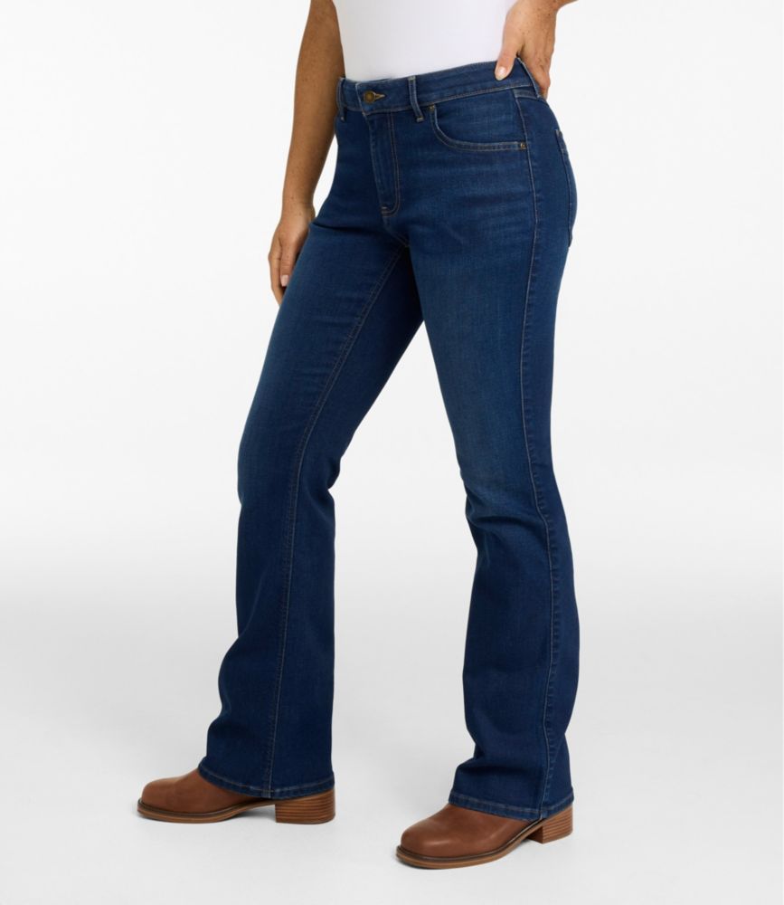 Women's L.L.Bean Go-Anywhere Jeans, Mid-Rise Bootcut, Deep Mariner Wash, small image number 4