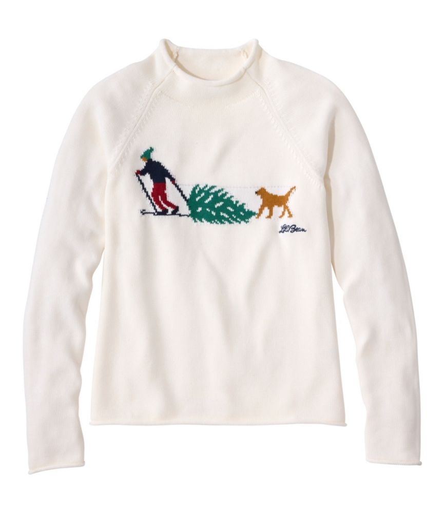 Women's The Original Double L&reg; Sweater, Novelty Rollneck, Bone Heritage Holiday, small image number 1