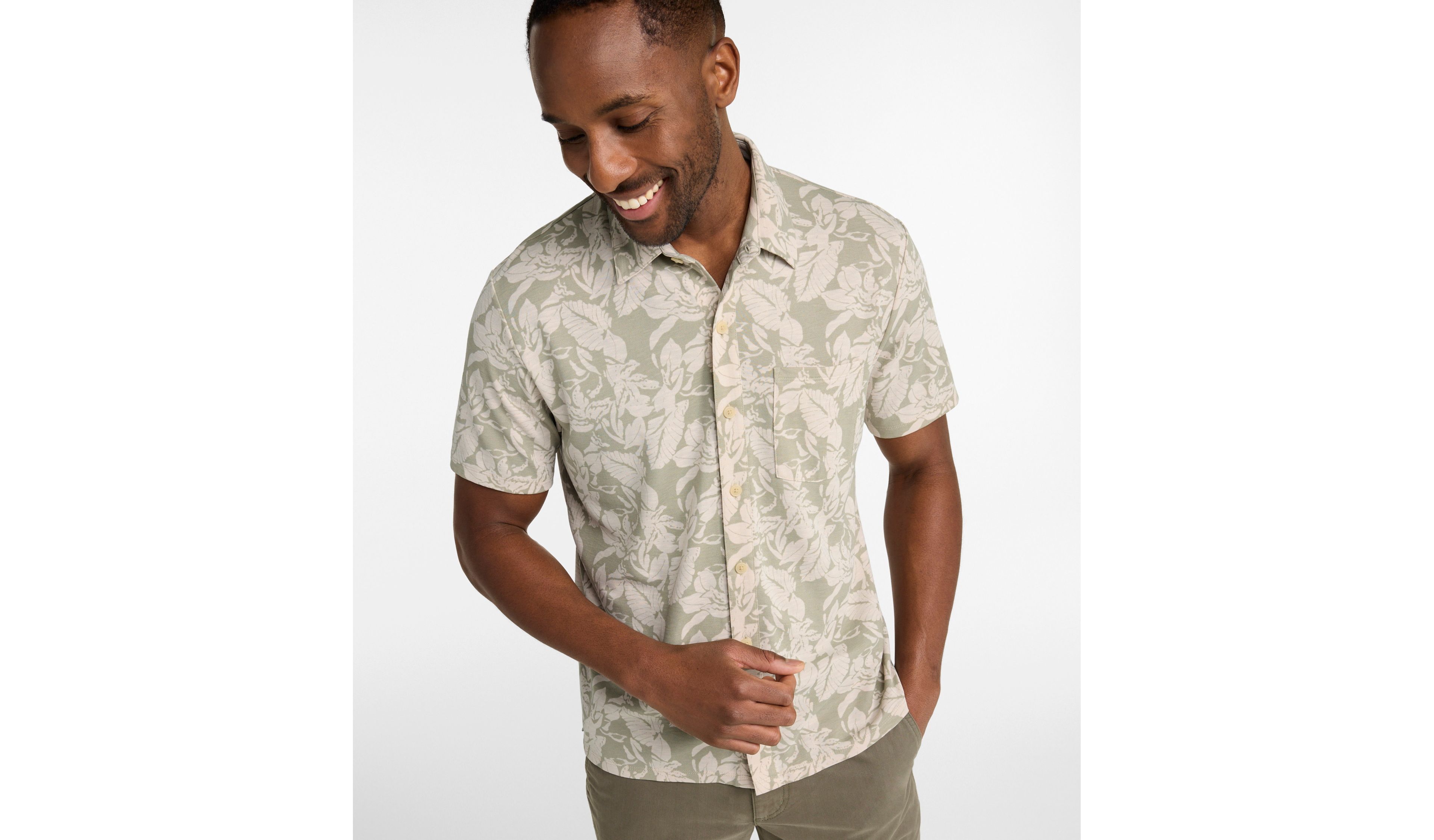 Men's Sunwashed Ultrasoft Button-Front Shirt, Short-Sleeve, Print