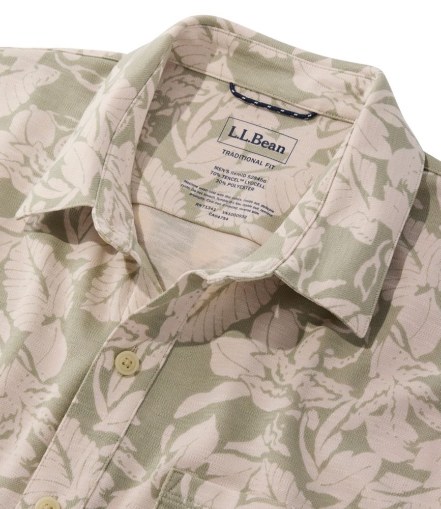 Men's Sunwashed Ultrasoft Button-Front Shirt, Short-Sleeve, Print, Indigo Ikat, small image number 6