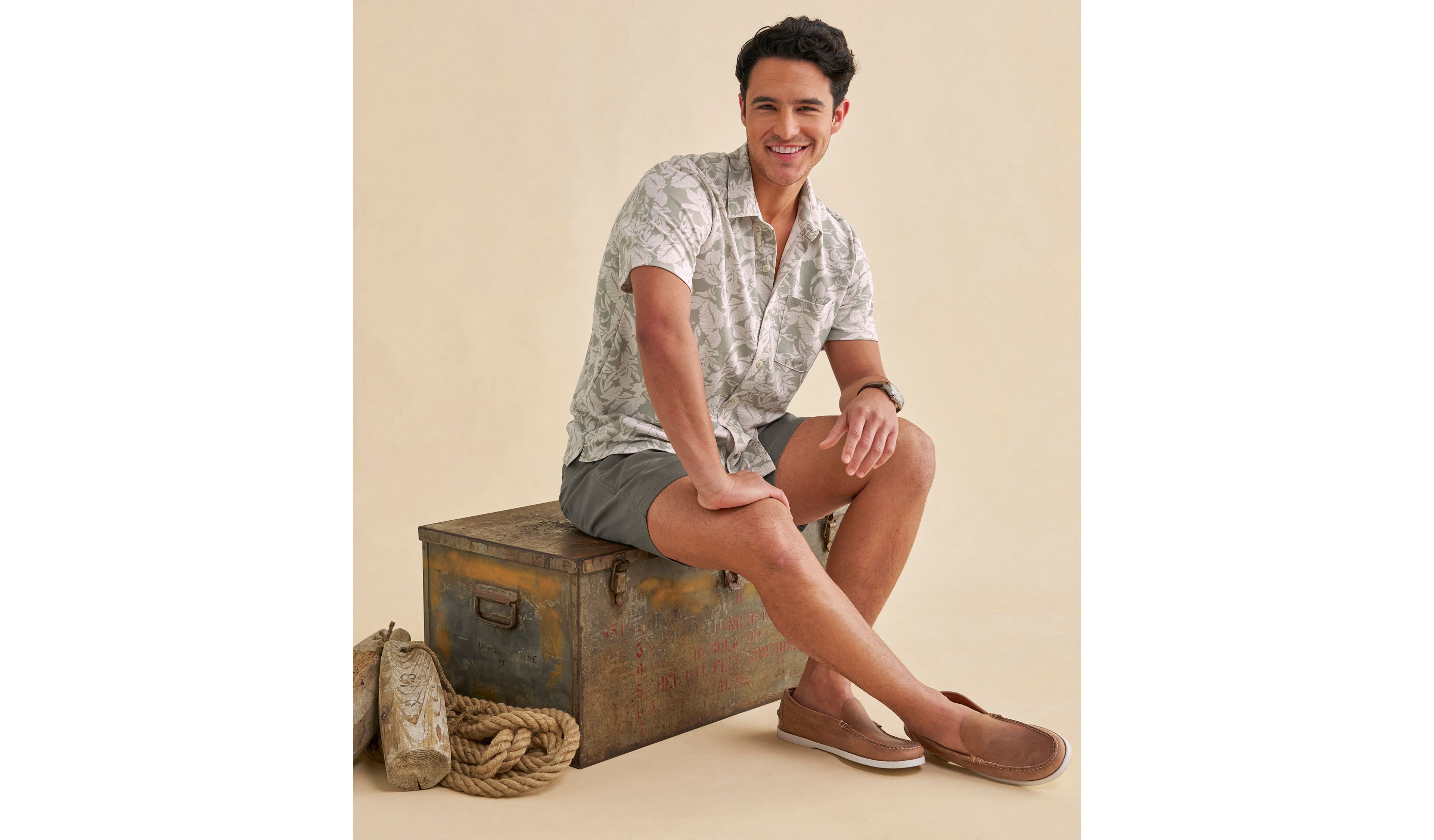 Men's Sunwashed Ultrasoft Button-Front Shirt, Short-Sleeve, Print