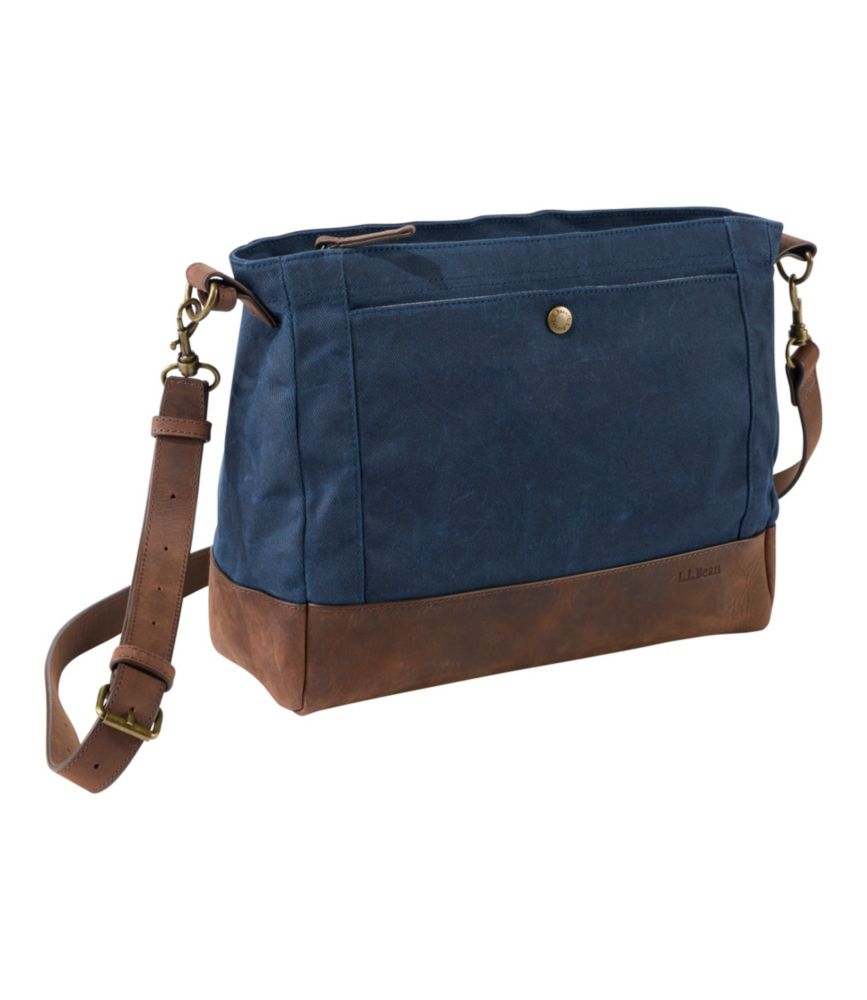 Waxed Canvas Crossbody, Large, Classic Navy, small image number 1