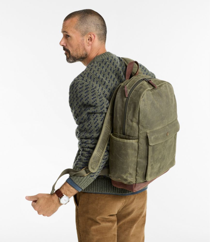 Waxed Canvas Backpack, Classic Navy, small image number 9