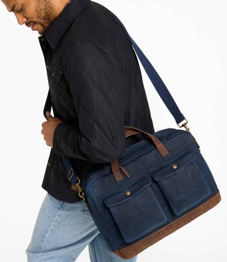 Waxed Canvas Briefcase, Classic Navy, small image number 7