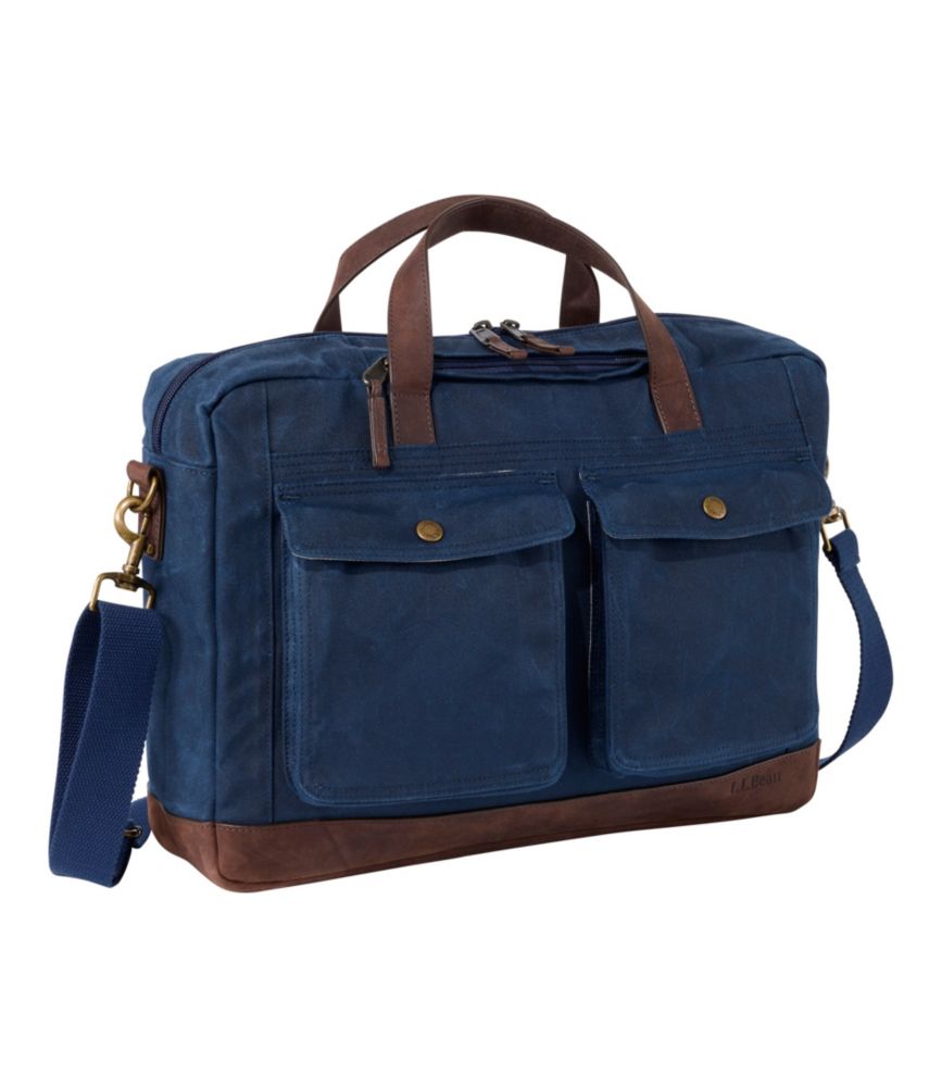 Waxed Canvas Briefcase, Classic Navy, small image number 1