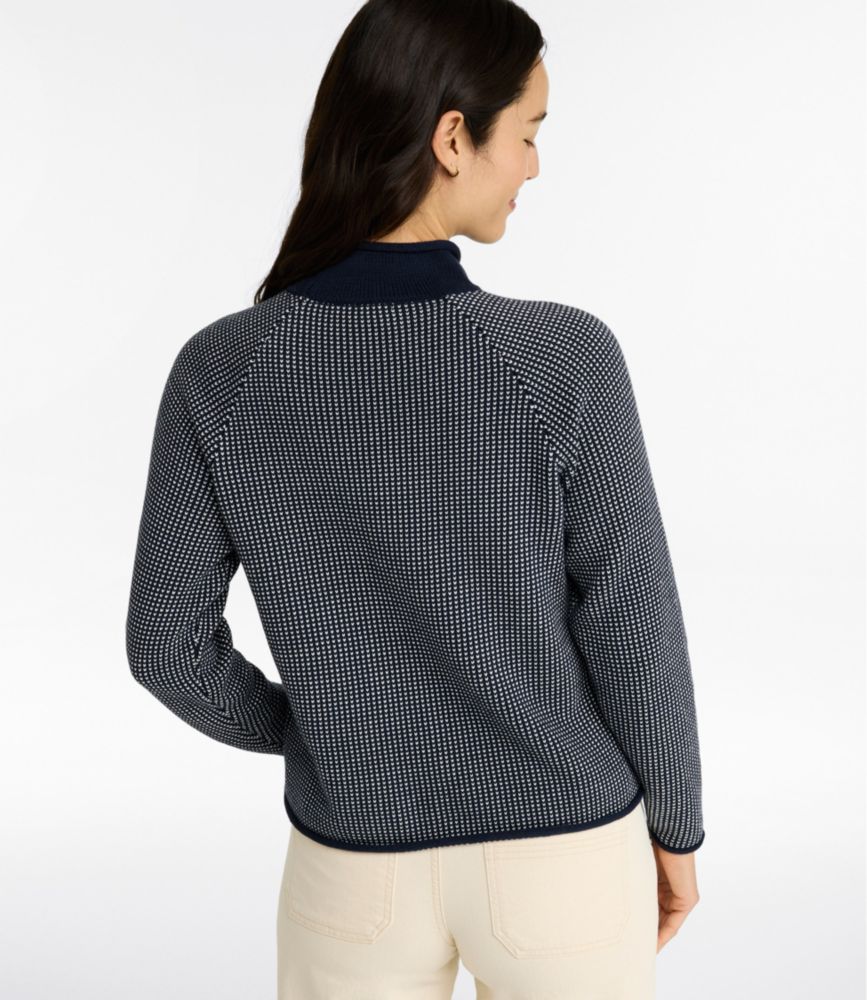 Women's The Original Double L&reg; Sweater, Rollneck Bird's-Eye, Classic Navy/Sea Salt Birdseye, small image number 3