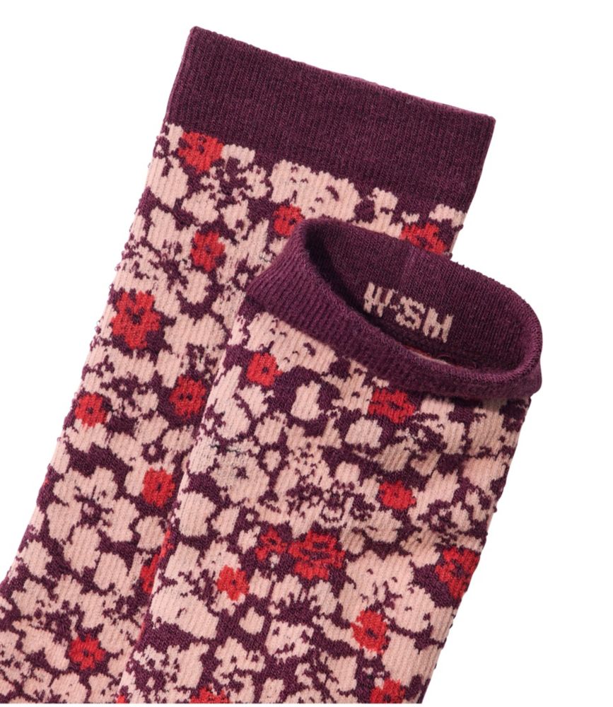 Women's Floral Full-Cushion Hiking Socks, Crew, Classic Navy Marigolds, small image number 2
