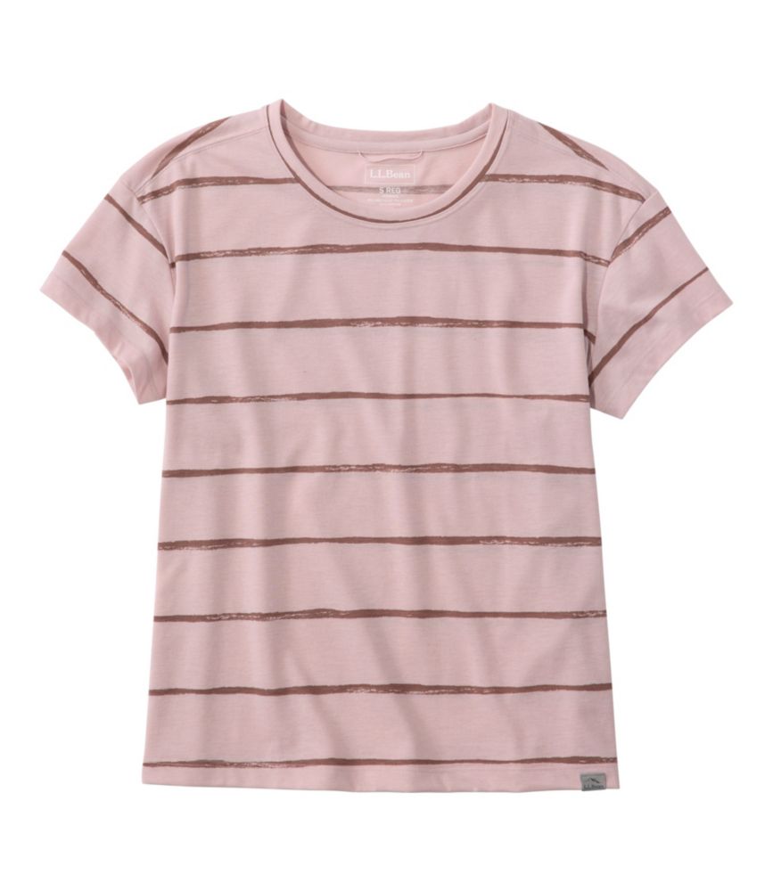 Women's Mountainside Crewneck Tee, Short-Sleeve Stripe, Antique Lilac Stripe, small image number 1