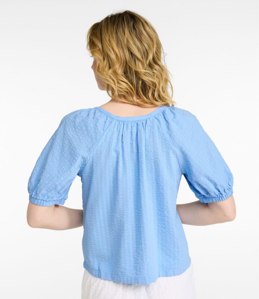Women's Bean's Seacoast Seersucker Scoopneck Shirt, Brightwater Blue Stripe, small image number 3
