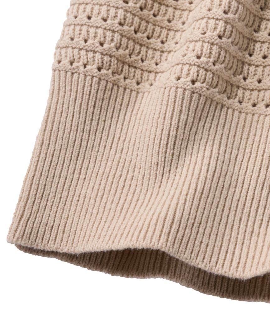 Women's Sunwashed Openwork Sweater, Short-Sleeve Henley, Deep Lake, small image number 4