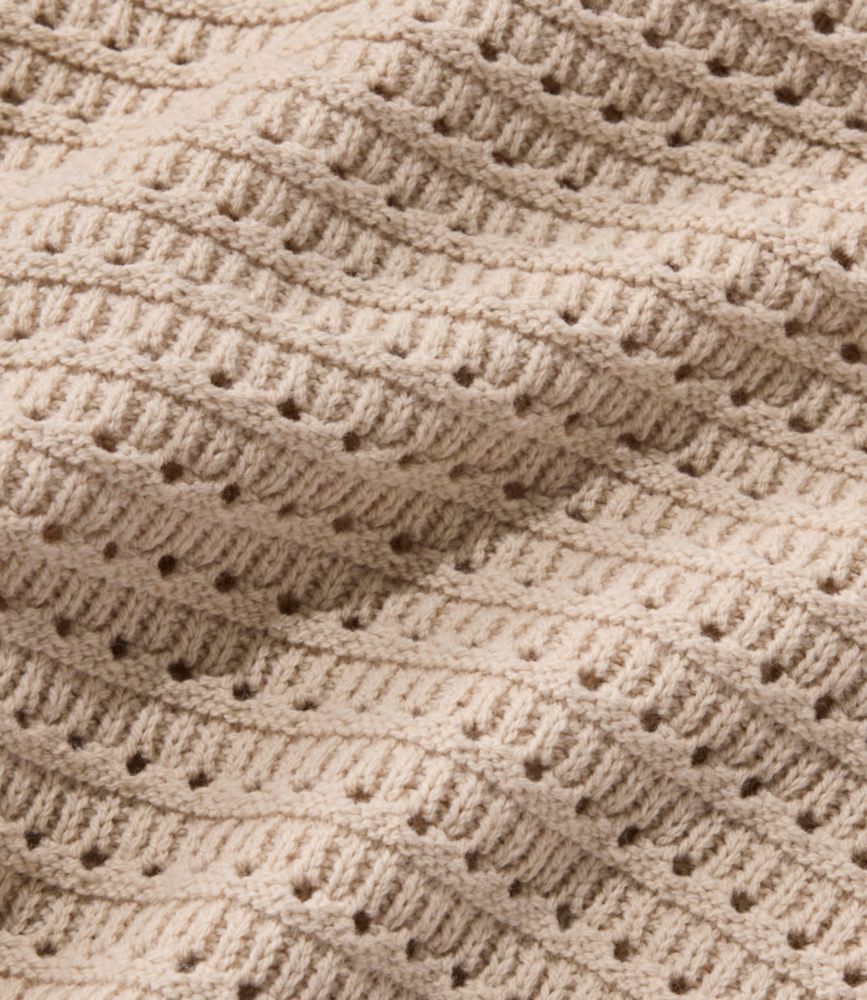 Women's Sunwashed Openwork Sweater, Short-Sleeve Henley