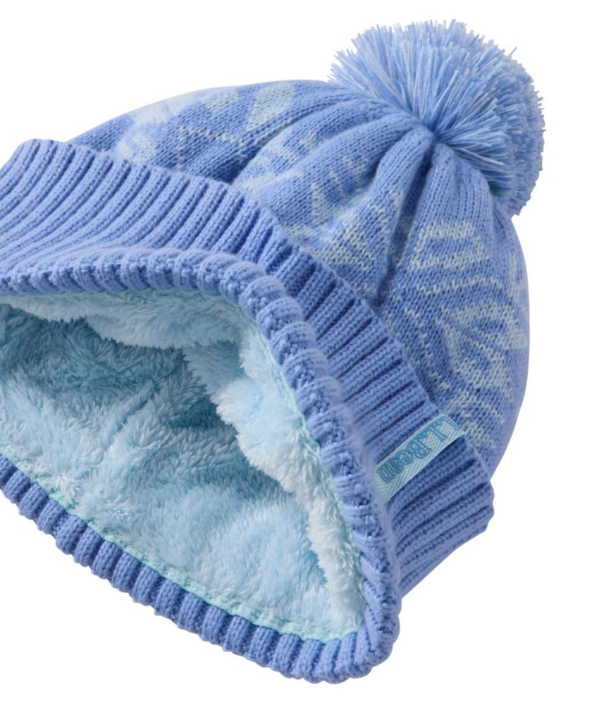 Kids' Snowflake Chunky Yarn Pom Hat, Blue Tide/Surf Blue, small image number 3