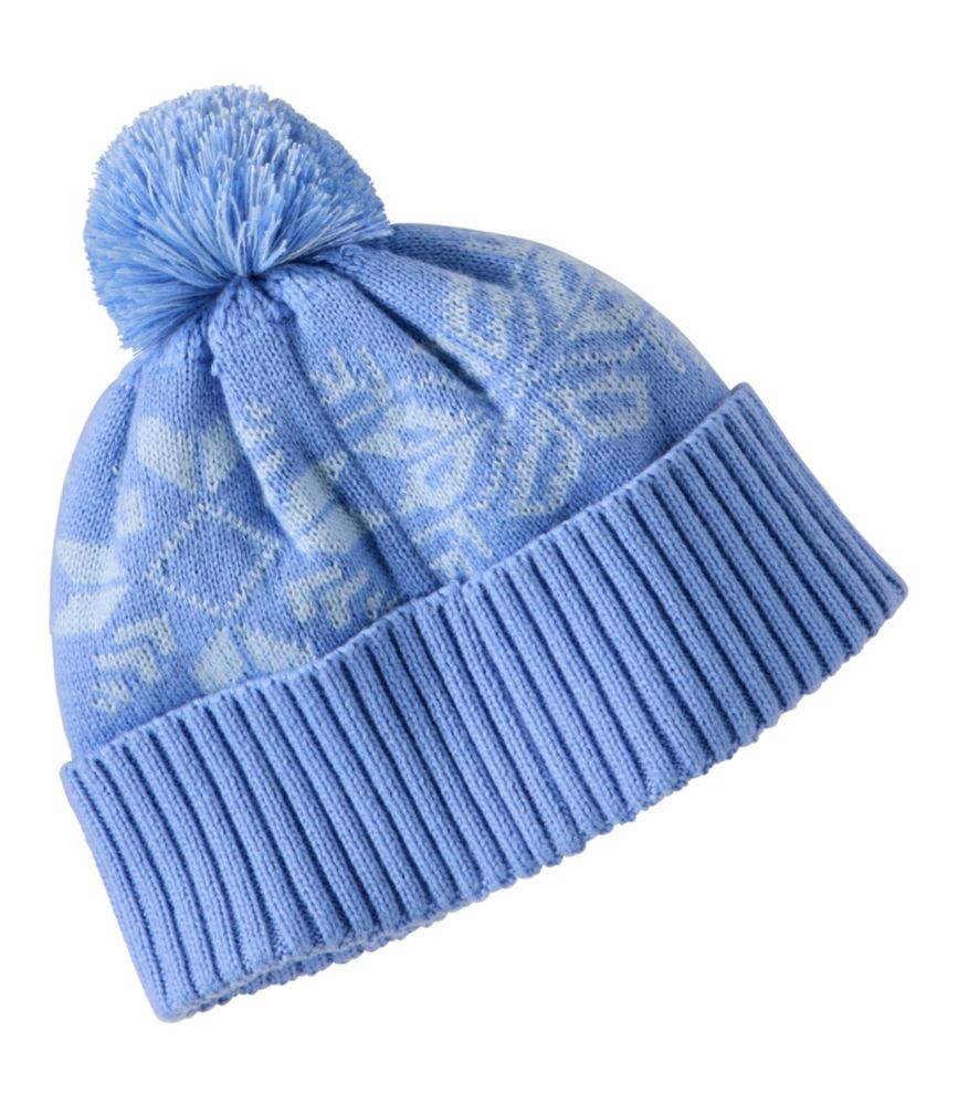 Kids' Snowflake Chunky Yarn Pom Hat, Blue Tide/Surf Blue, small image number 4