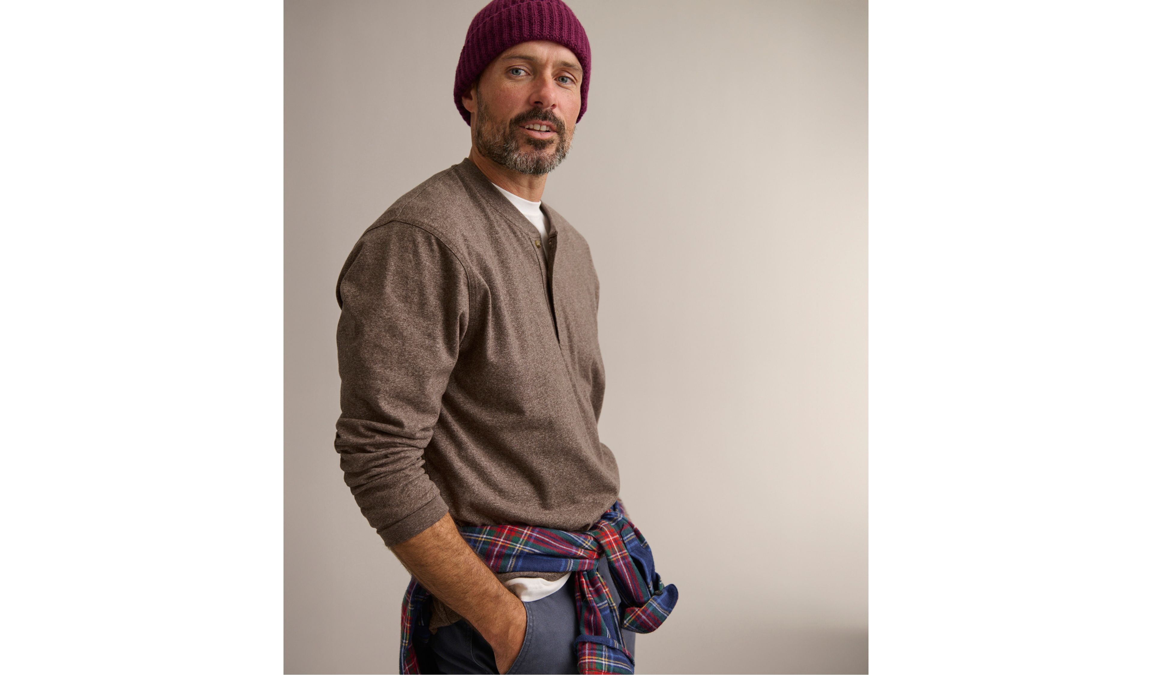 Men's Carefree Unshrinkable Henley, Slightly Fitted, Long-Sleeve