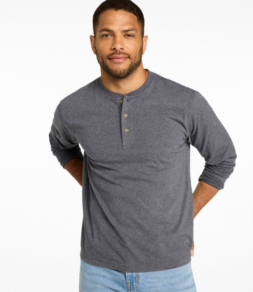 Men's Carefree Unshrinkable Henley, Long-Sleeve, Slightly Fitted, New