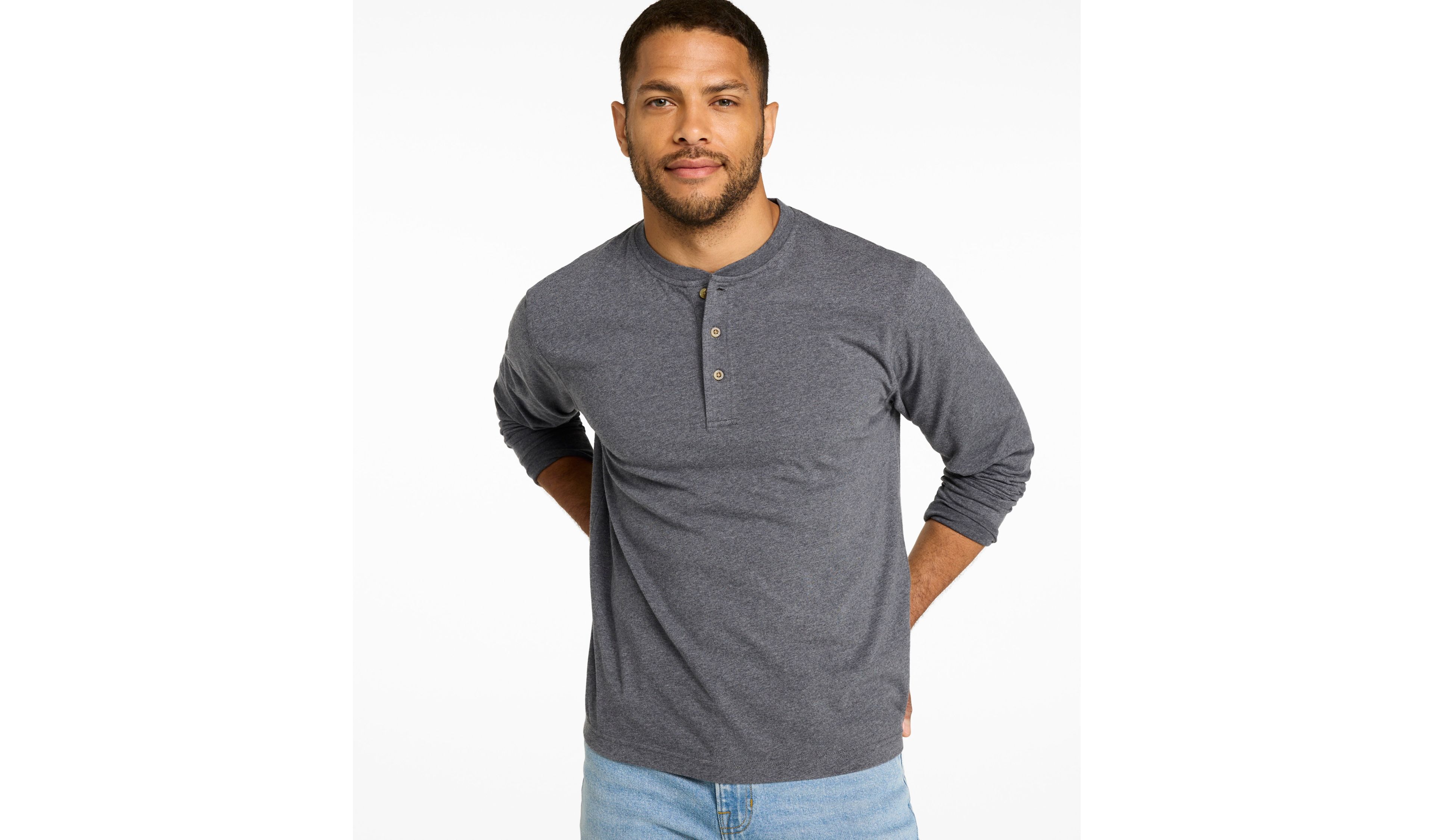Men's Carefree Unshrinkable Henley, Slightly Fitted, Long-Sleeve