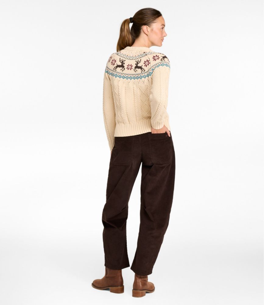 Women's Signature Cotton Fisherman Sweater, Crewneck Fair Isle