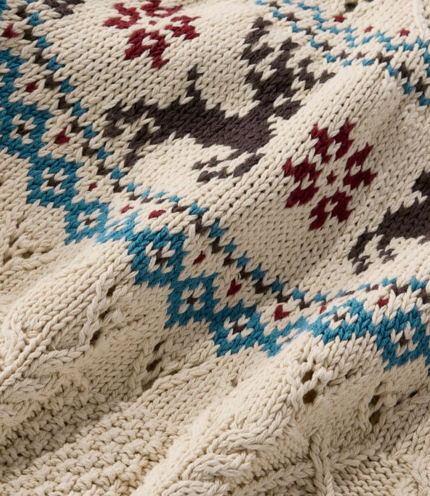 Women's Signature Cotton Fisherman Sweater, Crewneck Fair Isle