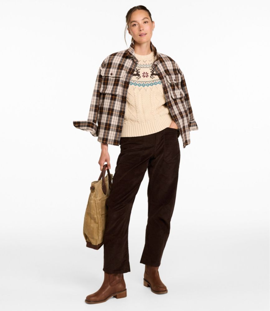 Women's Signature Cotton Fisherman Sweater, Crewneck Fair Isle
