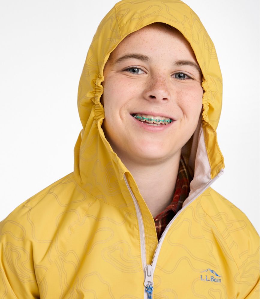 Kids' Wind and Rain Jacket, Lined & Reflective Zipper, Field Gold Reflective Topo, small image number 4