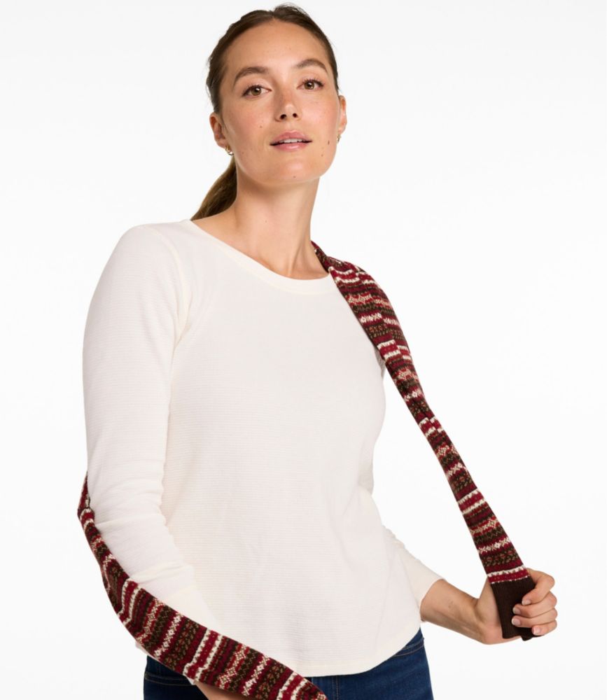 Women's Waffle-Knit Top, Long-Sleeve Jewelneck