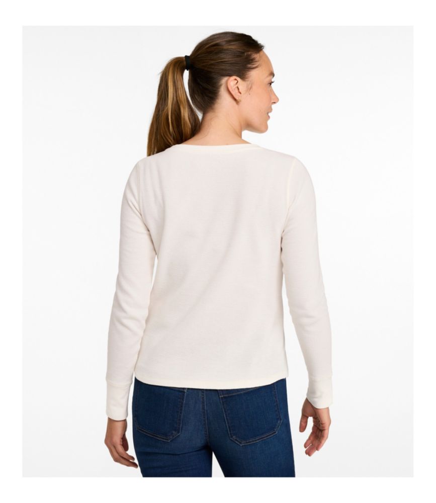 Women's Waffle-Knit Top, Long-Sleeve Jewelneck