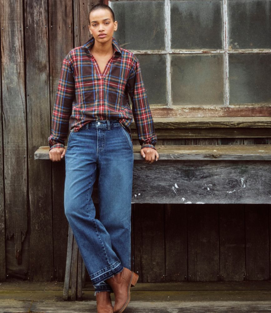 Women's Scotch Plaid Shirt Y-Neck