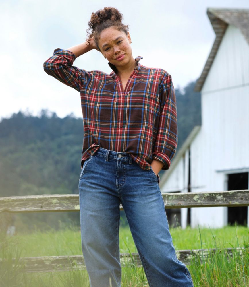 Women's Scotch Plaid Shirt Y-Neck