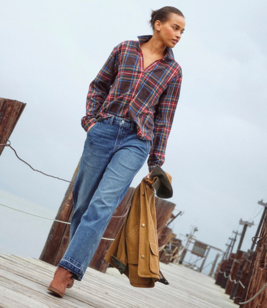 Women's Scotch Plaid Shirt Y-Neck