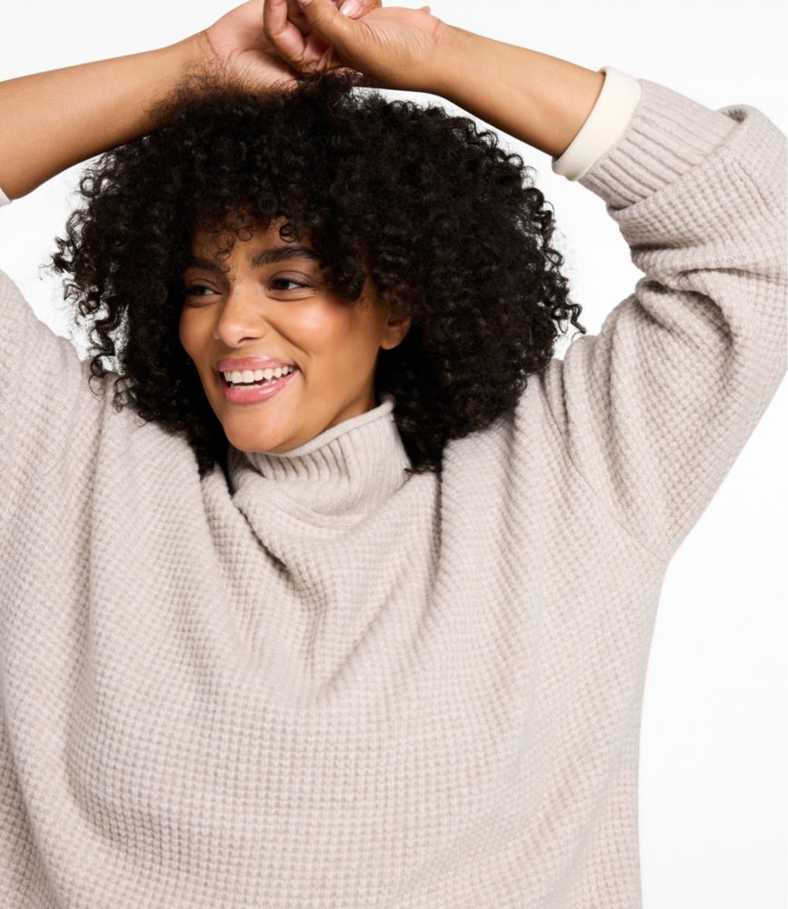 Women's Supersoft Waffle Sweater, Mockneck, Bone, small image number 5