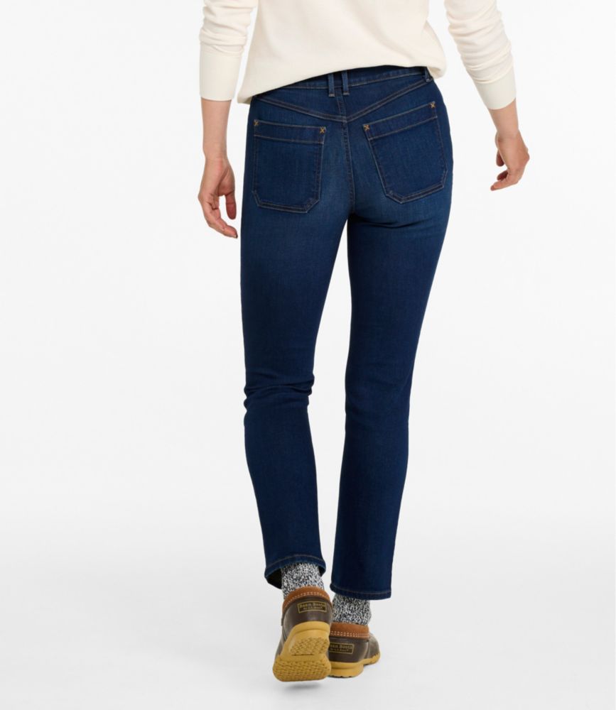 Women's L.L. Bean Go-Anywhere Jeans, High-Rise Slim-Leg, Midnight Blue Wash, small image number 4