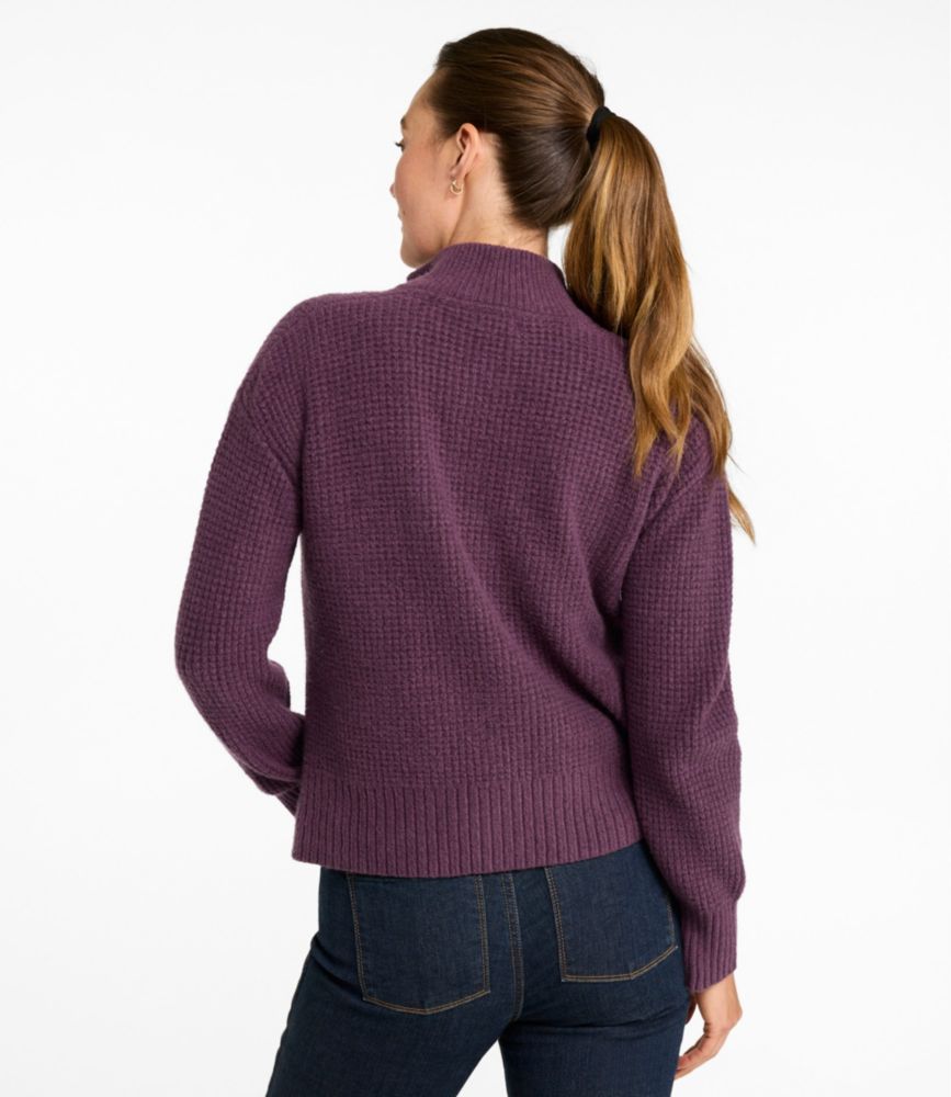 Women's Supersoft Waffle Sweater, Quarter-Zip, Bone, small image number 3