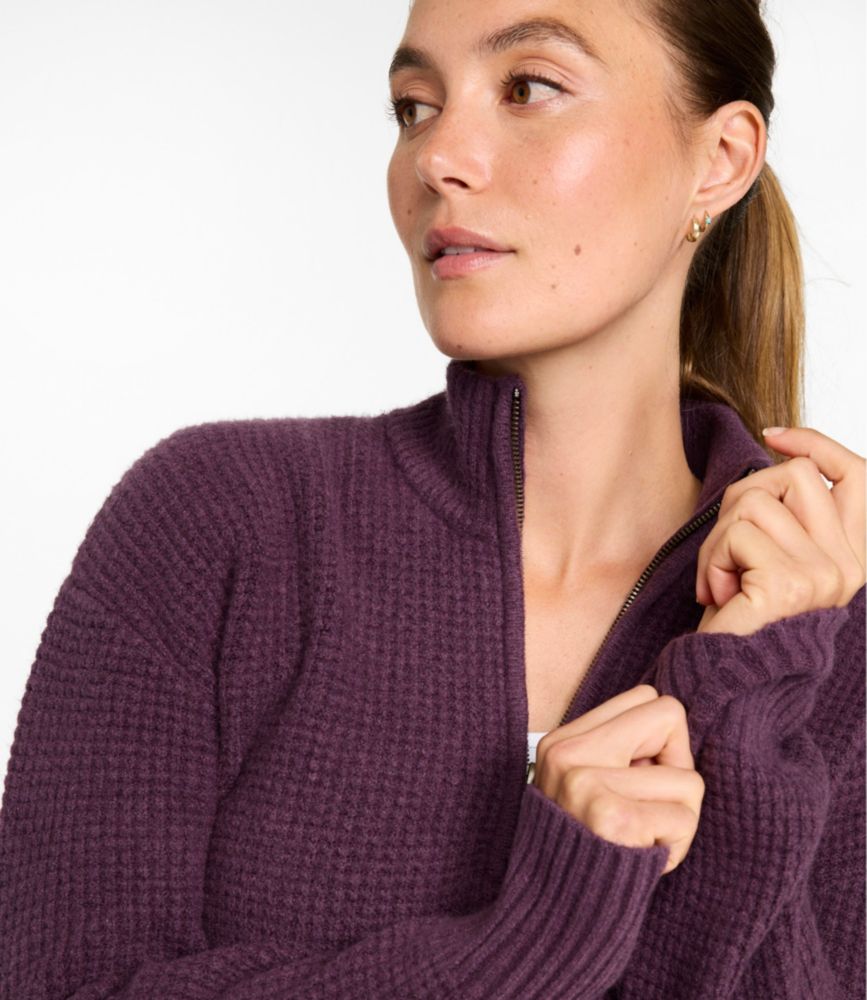 Women's Supersoft Waffle Sweater, Quarter-Zip, Bone, small image number 7
