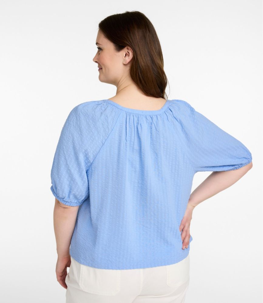 Women's Bean's Seacoast Seersucker Scoopneck Shirt, Classic Navy, small image number 3