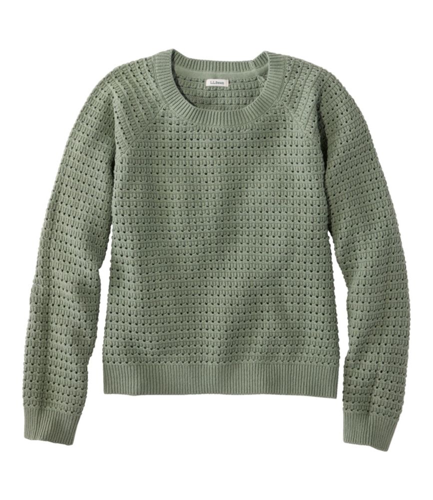 Women's Sunwashed Openwork Sweater, Crewneck