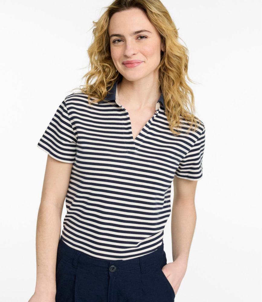 Women's Casco Bay Polo, Short-Sleeve Stripe, Cream/Vintage Rose, small image number 2